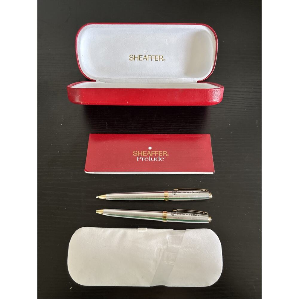 Vintage Sheaffer USA Prelude Chrome Gold Tone Ball Point Twist Pen & Pencil